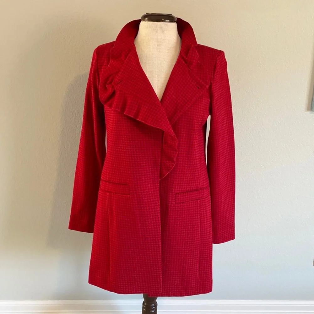 🆕 Cabi Red Houndstooth Celebration Coat